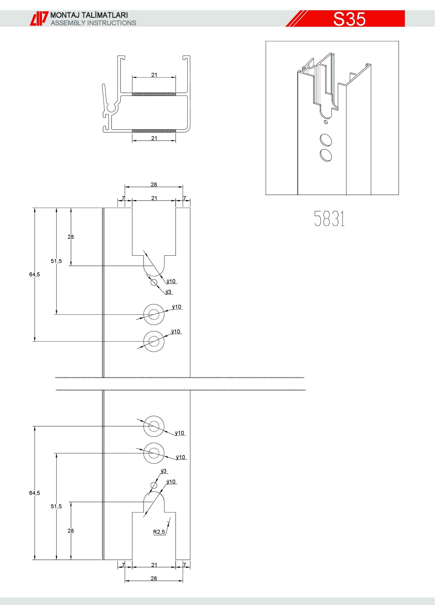 Sürme Yalıtımsız Alüminyum 36